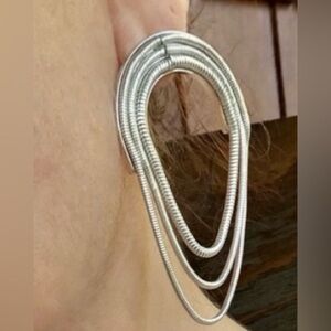 Silver Drop Loop Earrings